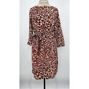 H&M NWT Belted Animal Print Red and Brow Dress US 8